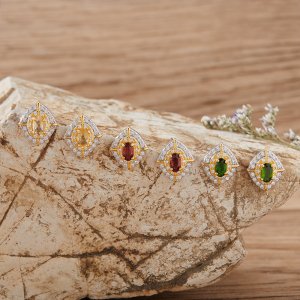 Natural Garnet Tanzanite Diopside Citrine and Other Colorful Gemstone Stud Earrings